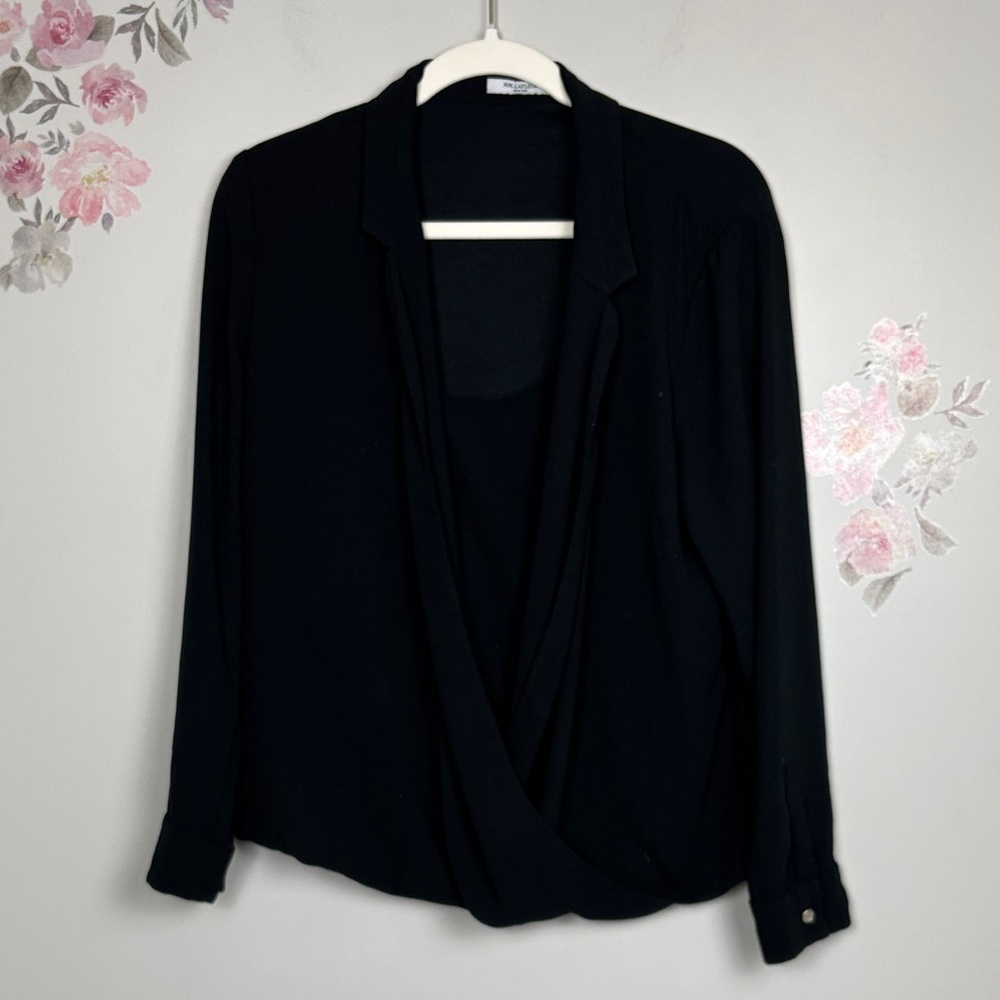 MM Lafleur Black Blouse with Built In Cami - M